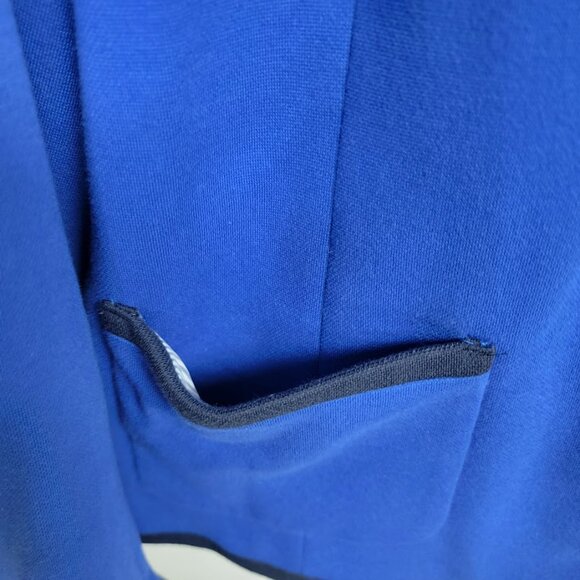 Talbots Blue Nautical Aberdeen Knit Blazer Sz 8 Jacket Gold Crest Buttons Career - Picture 3 of 11